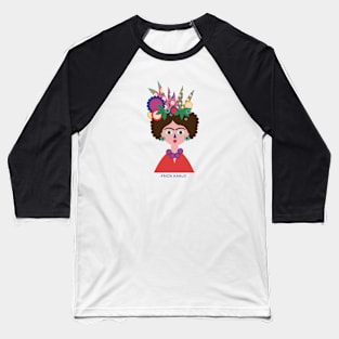 Frida kahlo portrait funny colorful flowers cactus pattern Baseball T-Shirt